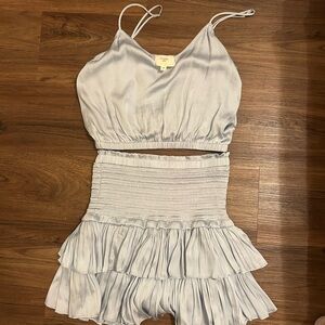 Light Blue Ruffled Two-Piece Set